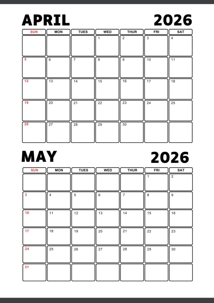 April May 2026 Calendar