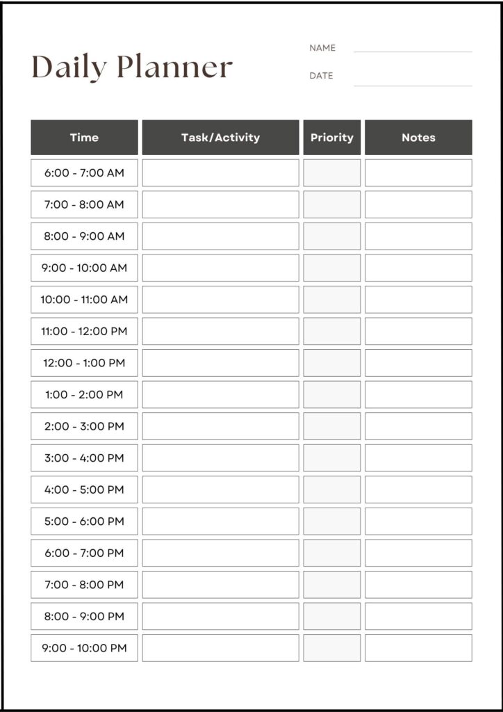 Daily Planner Template
