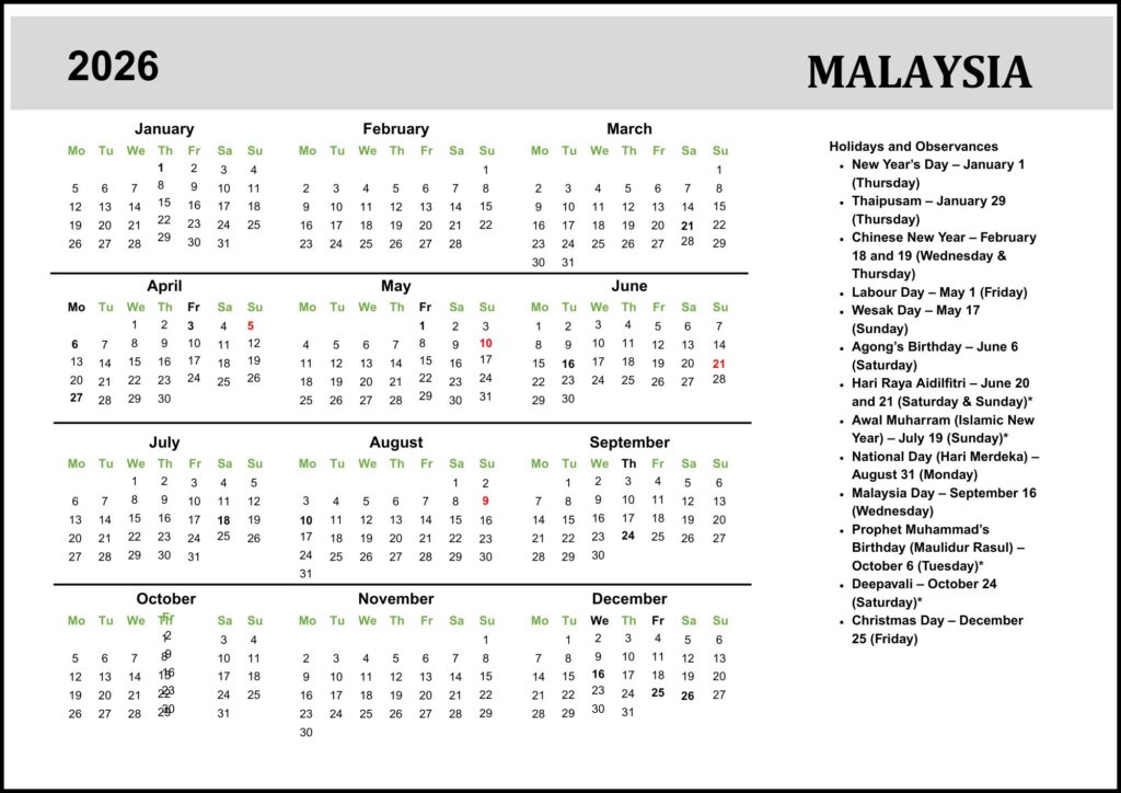 Malaysia Calendar