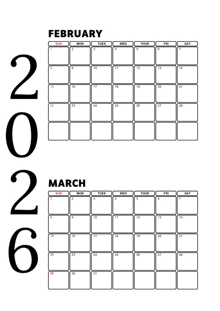 February March 2026 Calendar