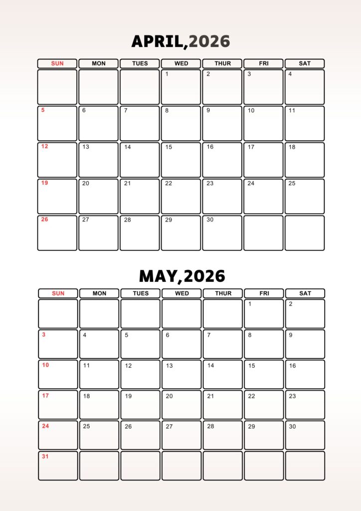 April May 2026 Calendar