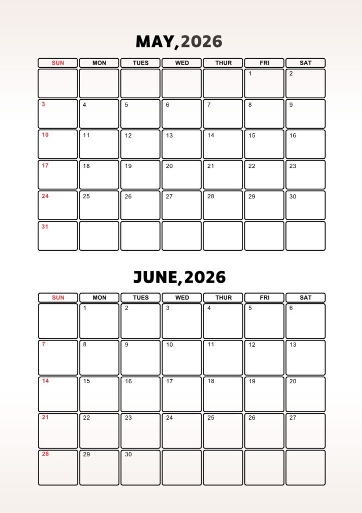 May June 2026 Calendar