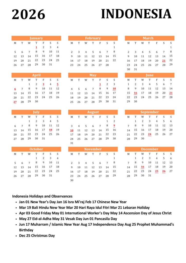 Indonesia Calendar