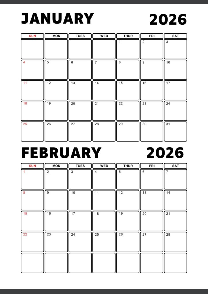 January February 2026 Calendar