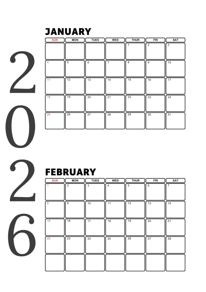 January February 2026 Calendar