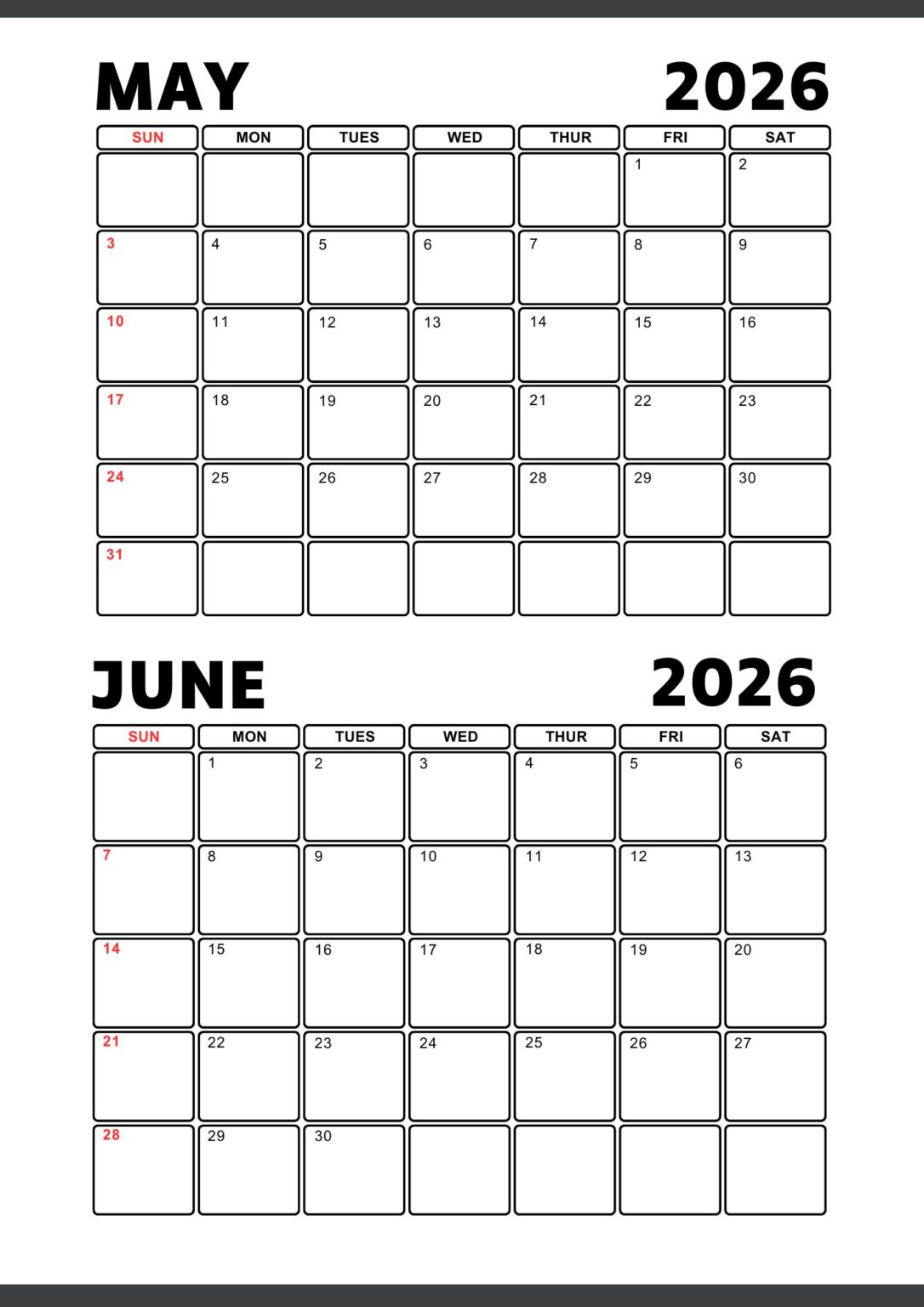 May June 2026 Calendar [Free Printable]