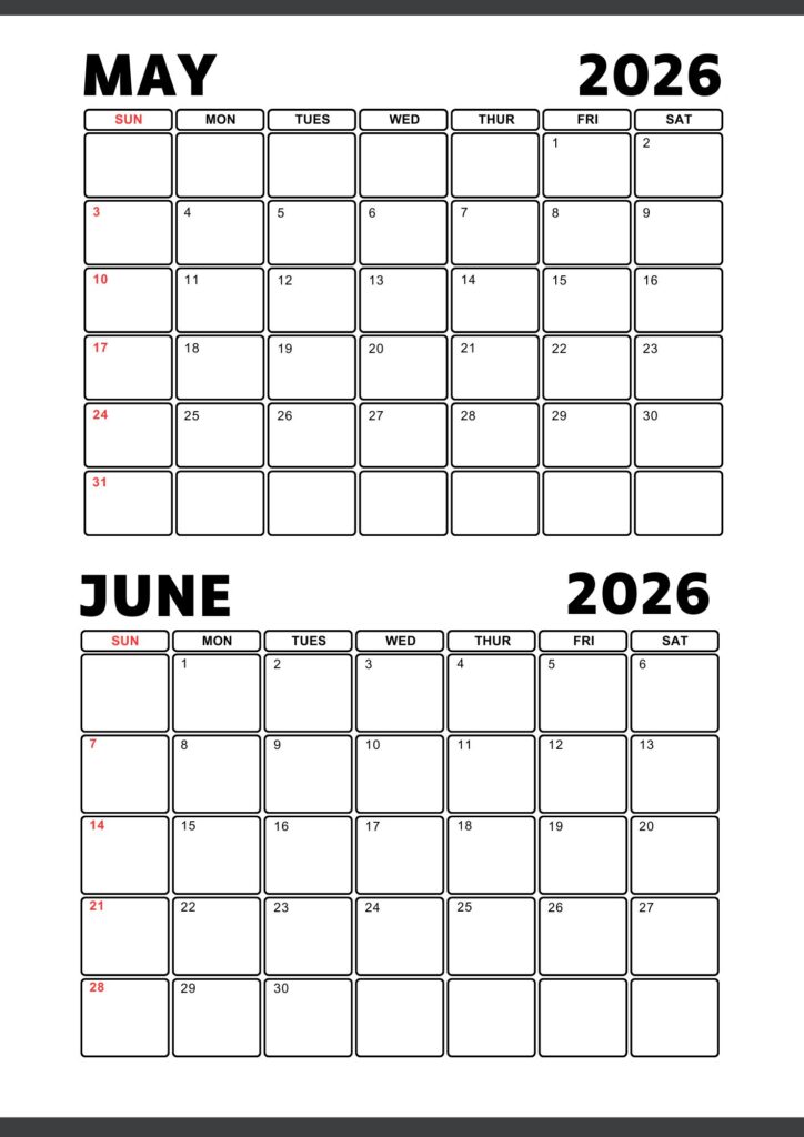 May June 2026 Calendar