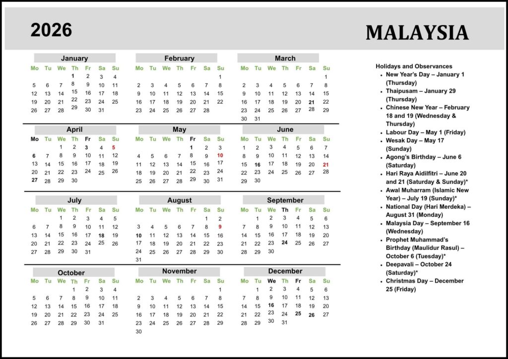 Malaysia Calendar