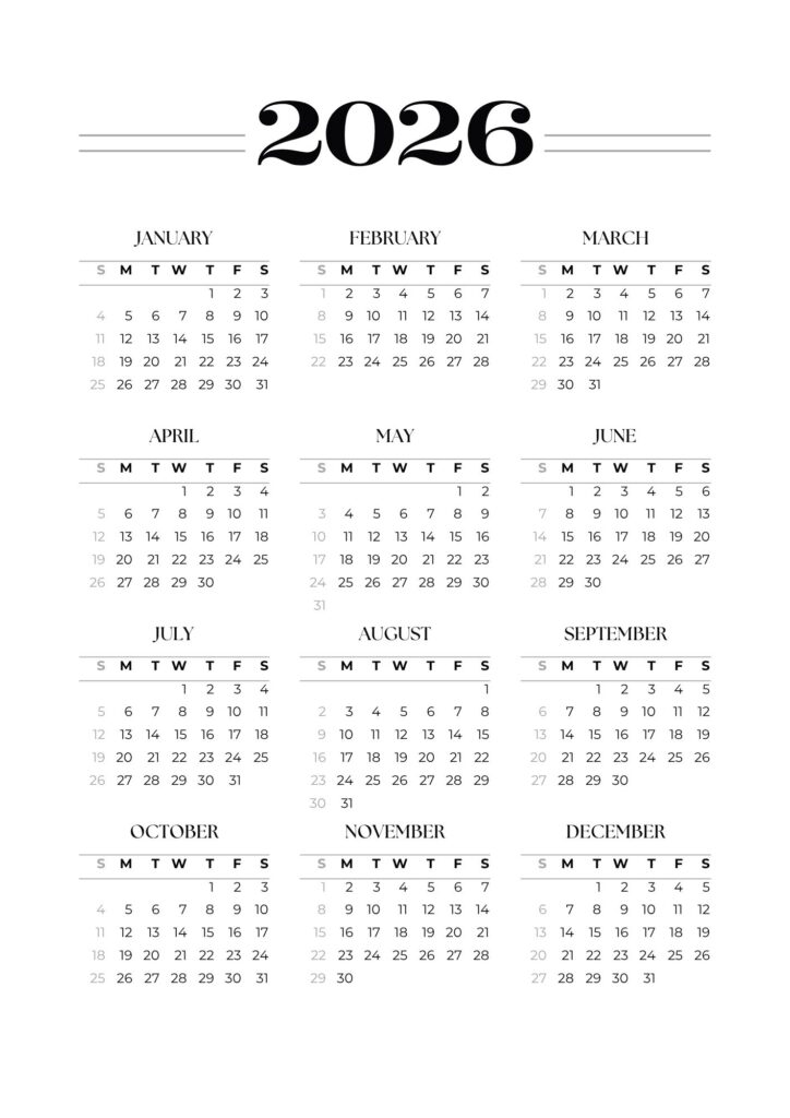 Yearly Calendar
