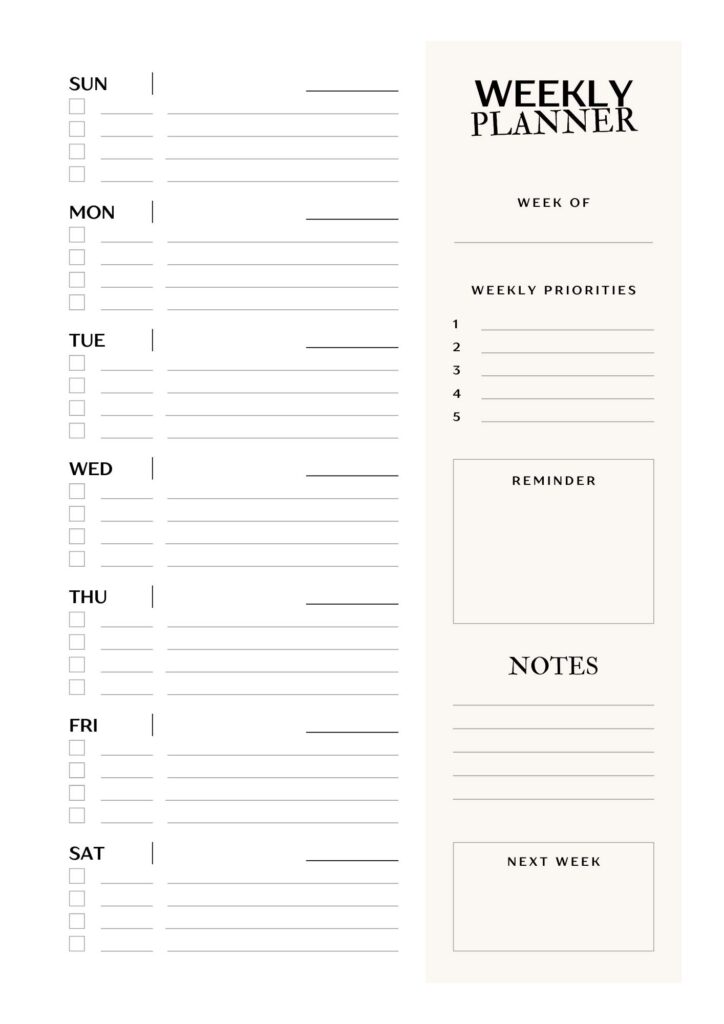 Weekly Planner Template