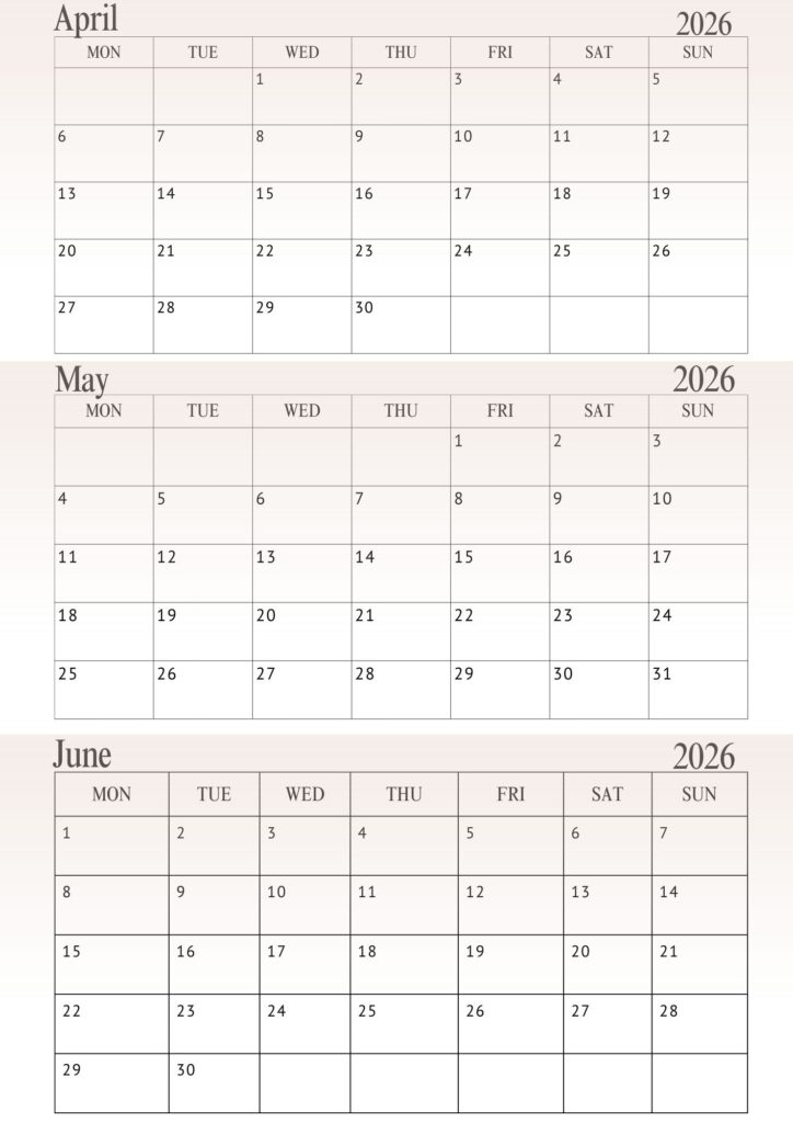 April May June Calendar