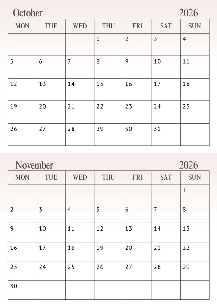 October November Calendar