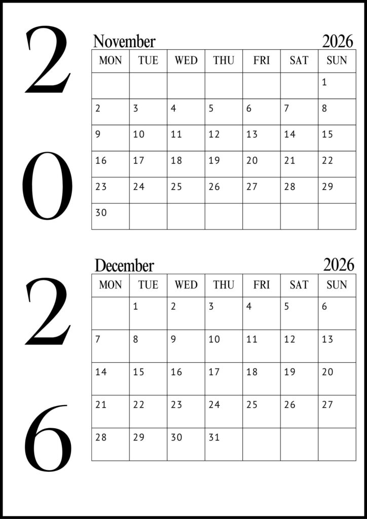 November December Calendar