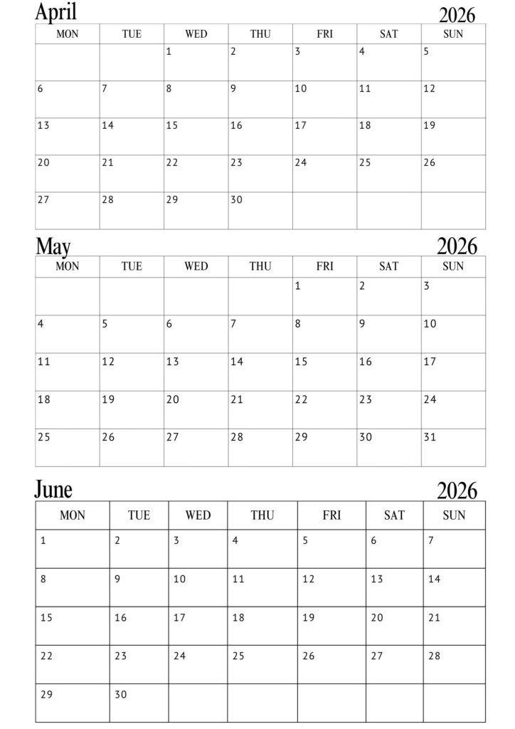 April May June Calendar