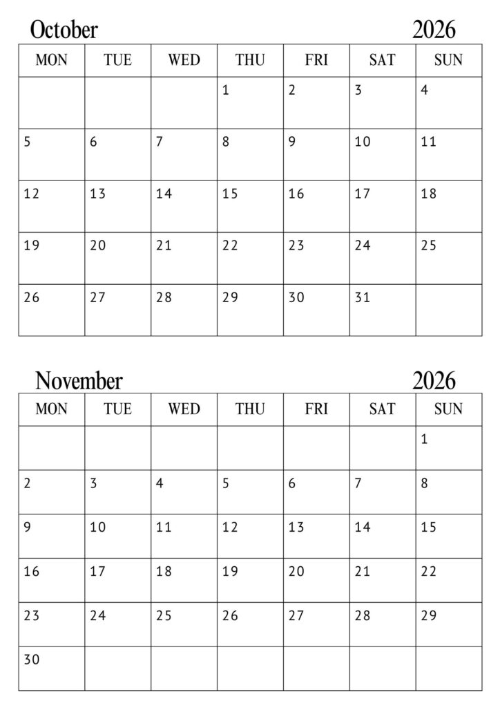 October November Calendar