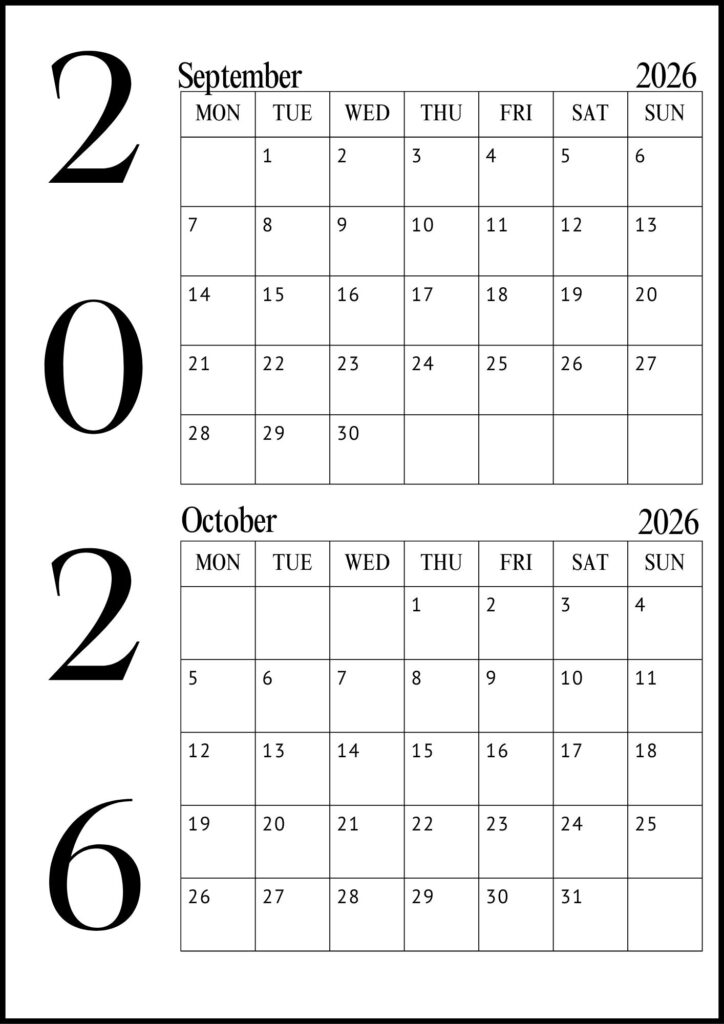 September October Calendar
